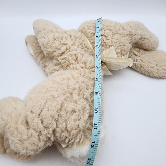 Vtg Aurora Floppy Bunny Rabbit Plush 12" Beige Wooly Fur Pink Nose Satin Ears - Picture 15 of 15
